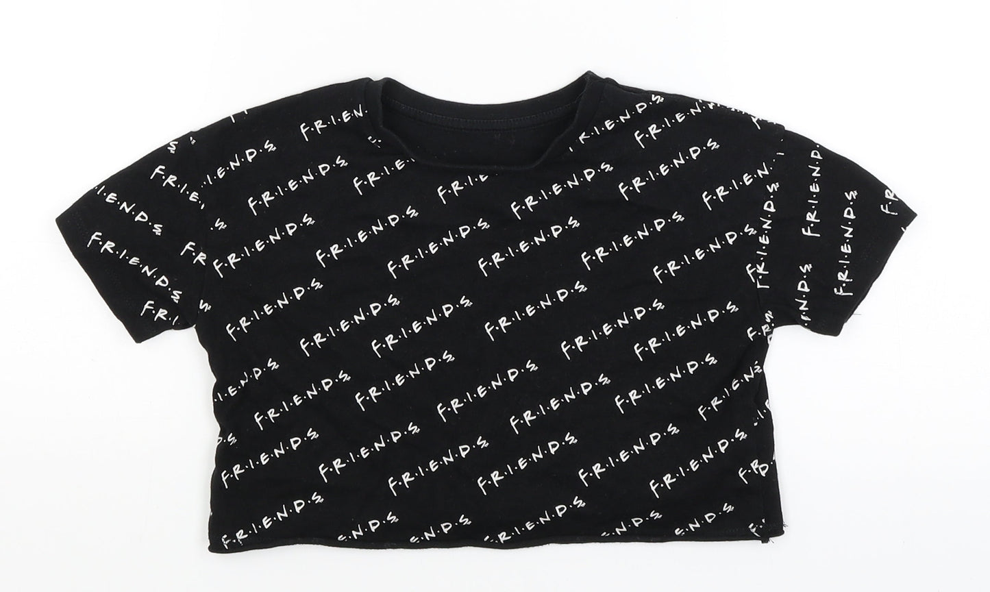 George Girls Black   Cropped T-Shirt Size 5-6 Years  - Friends