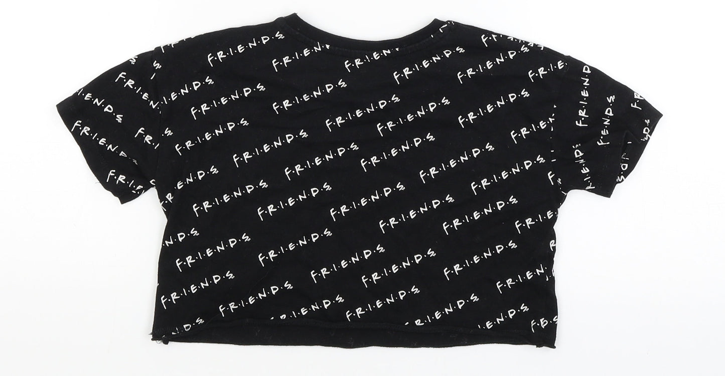 George Girls Black   Cropped T-Shirt Size 5-6 Years  - Friends