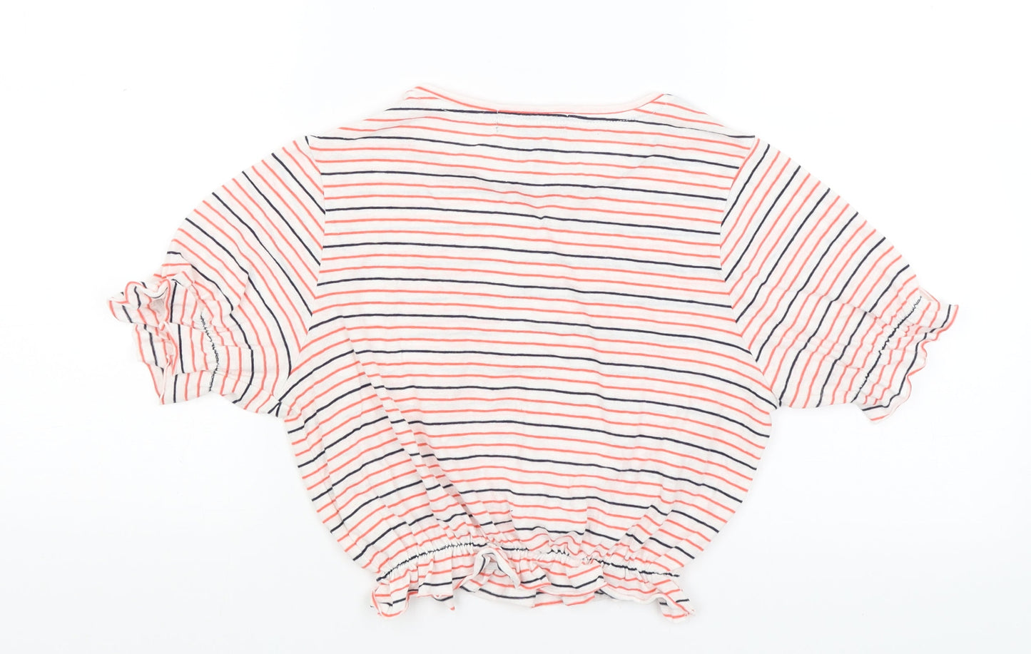 Primark Womens White Striped  Cropped T-Shirt Size 2XS