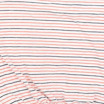 Primark Womens White Striped  Cropped T-Shirt Size 2XS