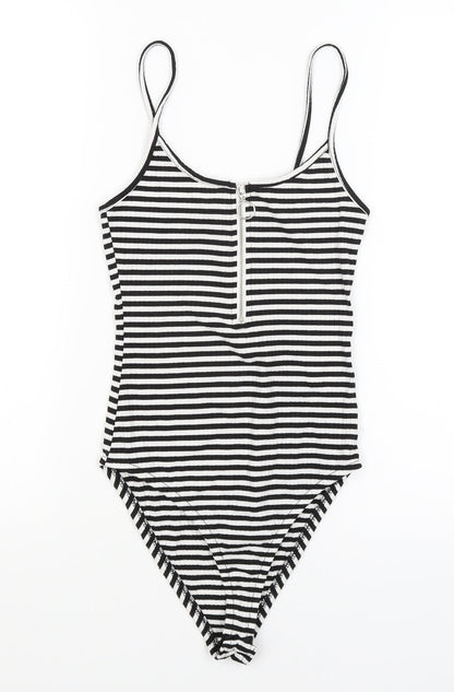 Primark Womens Black Striped  Bodysuit One-Piece Size 6