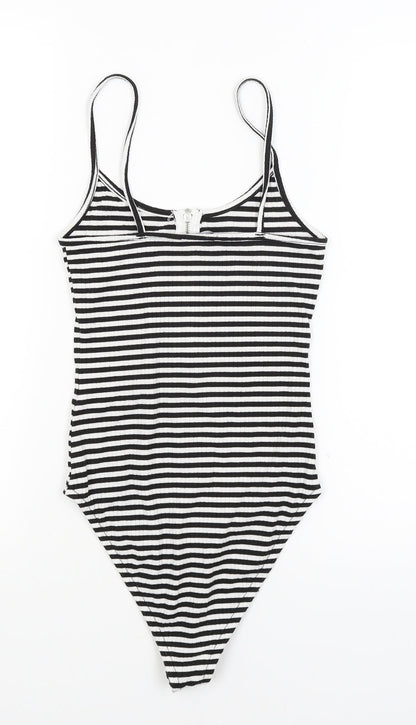 Primark Womens Black Striped  Bodysuit One-Piece Size 6
