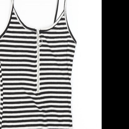 Primark Womens Black Striped  Bodysuit One-Piece Size 6