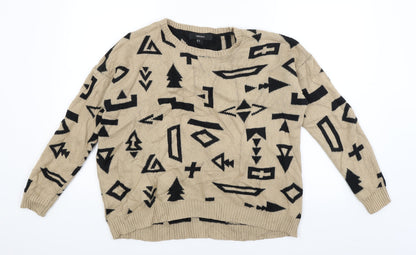 FOREVER 21 Womens Beige   Pullover Jumper Size M  - Symbols