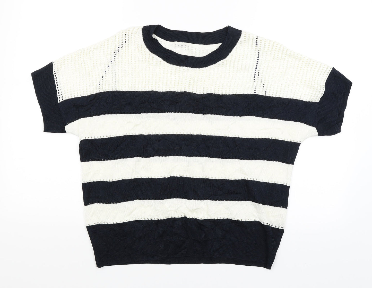 NEXT Womens White Striped  Pullover Jumper Size M