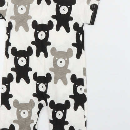 Kid's Tales Baby White Animal Print  Babygrow One-Piece Size 6-9 Months  - Teddy Bear