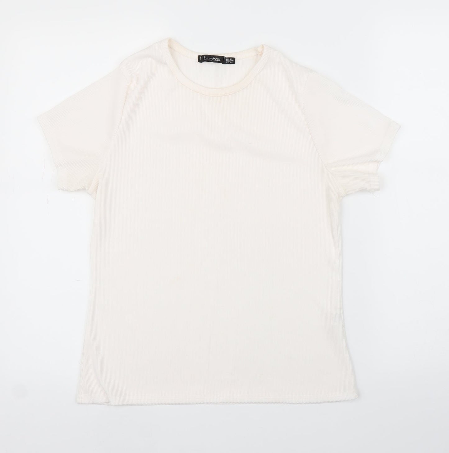 Boohoo Womens White   Basic T-Shirt Size 14