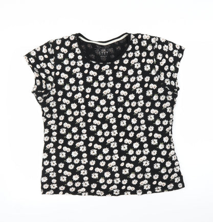 Primark Womens Black Floral  Basic T-Shirt Size 16