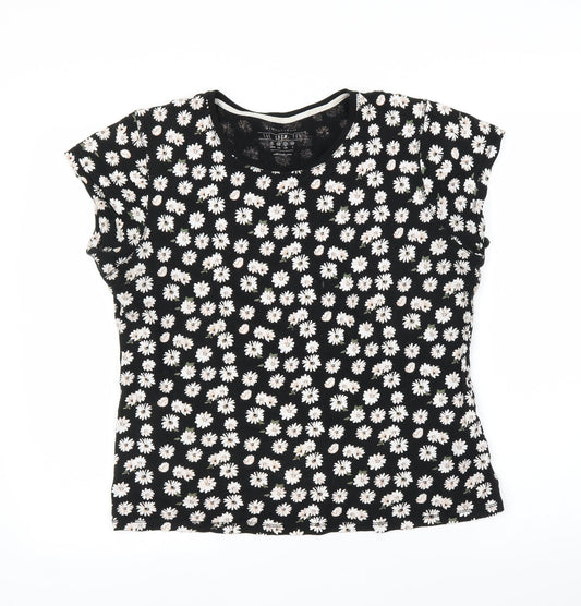 Primark Womens Black Floral  Basic T-Shirt Size 16