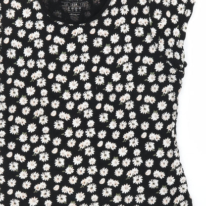 Primark Womens Black Floral  Basic T-Shirt Size 16