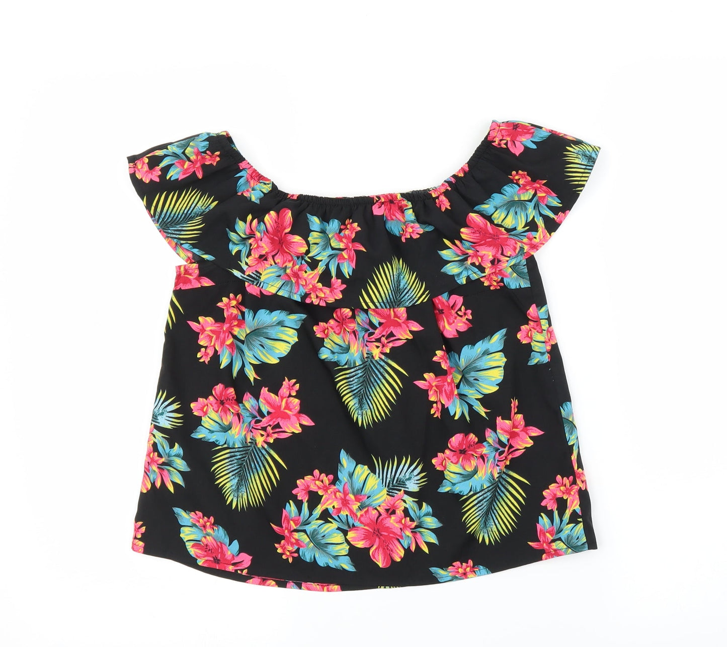 Primark Girls Black Floral  Basic Blouse Size 11-12 Years