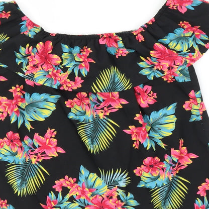 Primark Girls Black Floral  Basic Blouse Size 11-12 Years
