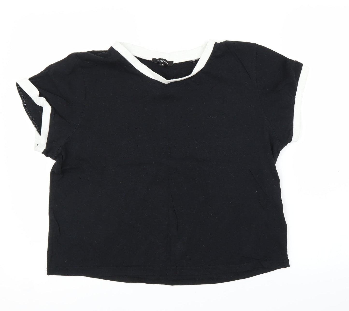 Boohoo Womens Black   Ringer T-Shirt Size 14