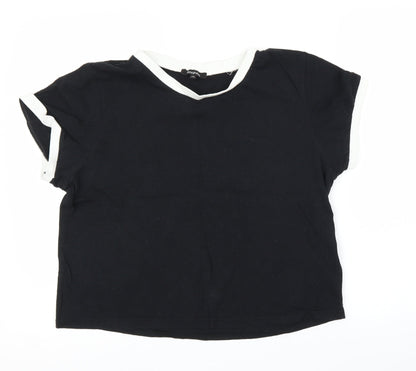 Boohoo Womens Black   Ringer T-Shirt Size 14