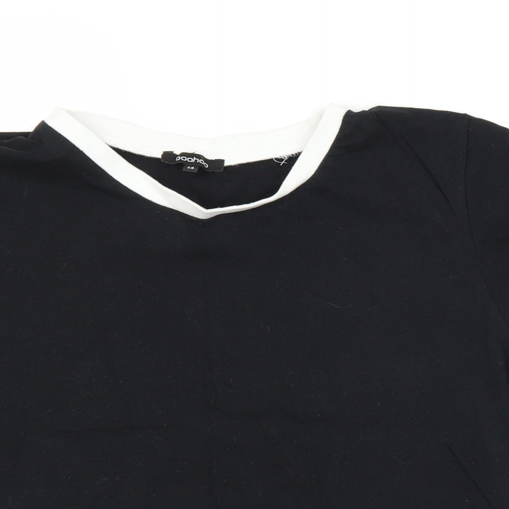 Boohoo Womens Black   Ringer T-Shirt Size 14