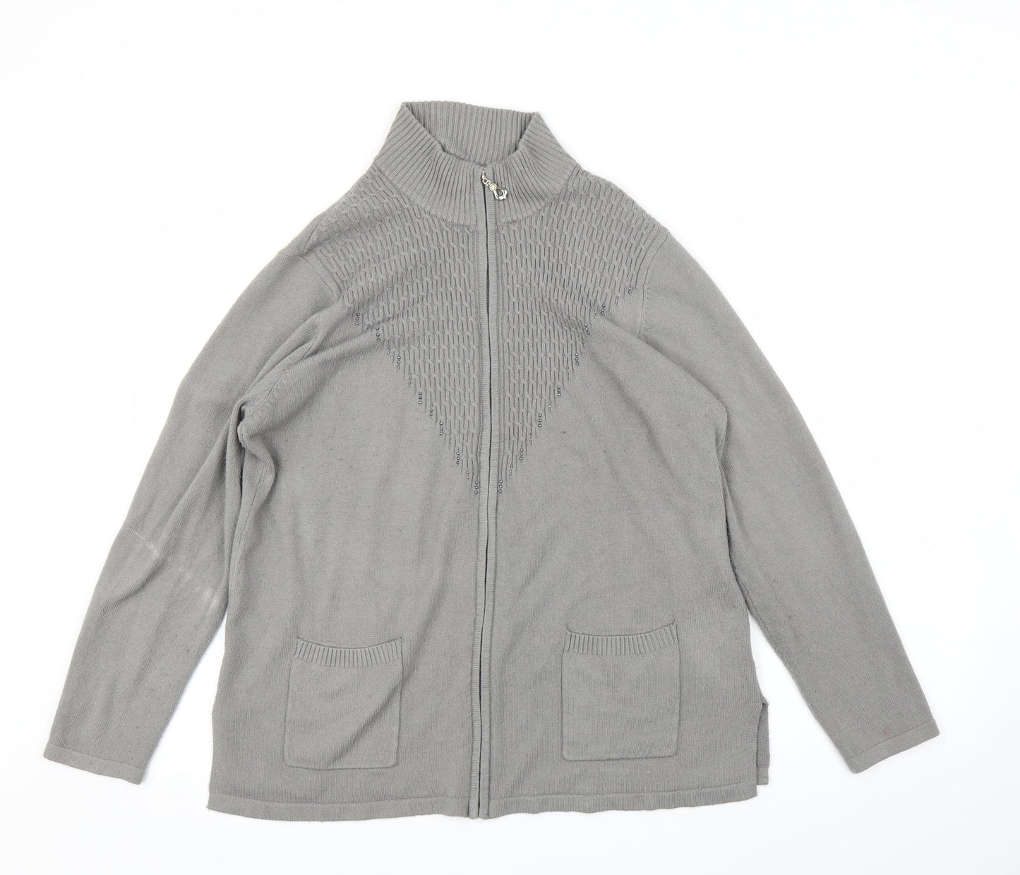 Eliane Womens Grey   Full Zip Jumper Size XL