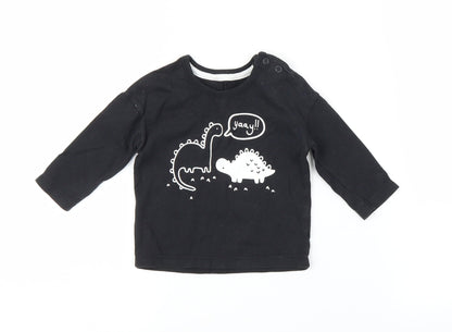 George Boys Black   Basic T-Shirt Size 3-6 Months  - Dinosaur