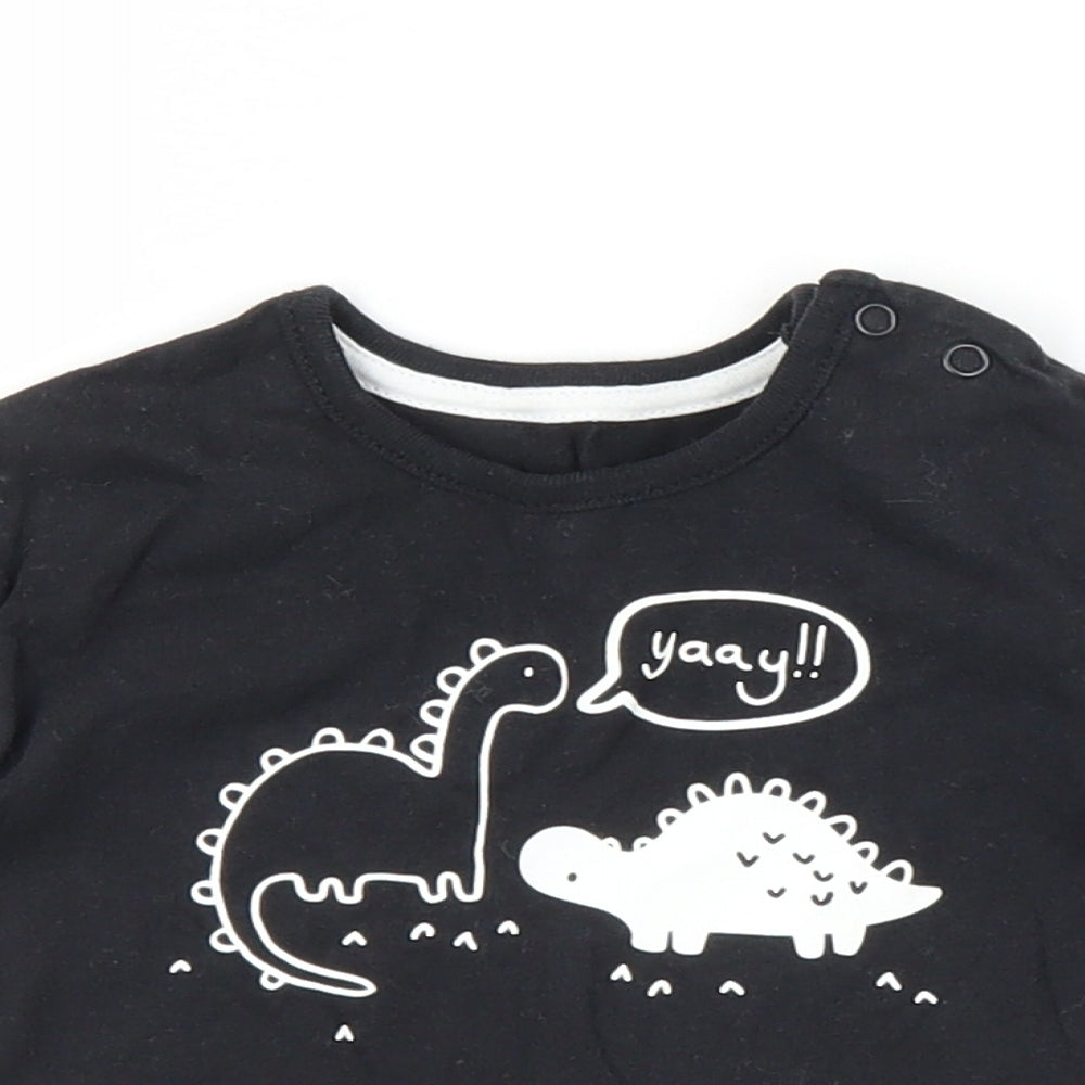 George Boys Black   Basic T-Shirt Size 3-6 Months  - Dinosaur