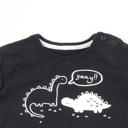 George Boys Black   Basic T-Shirt Size 3-6 Months  - Dinosaur