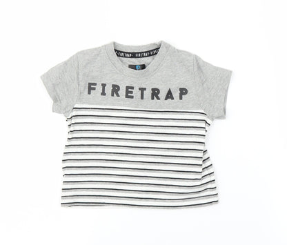 Firetrap Boys Grey Striped  Basic T-Shirt Size 0-3 Months