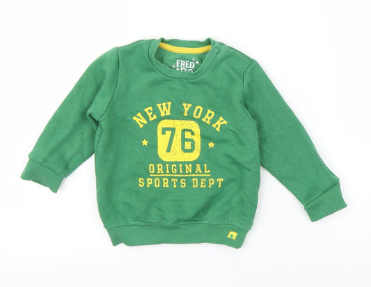 F&F Boys Green   Pullover Jumper Size 6-9 Months