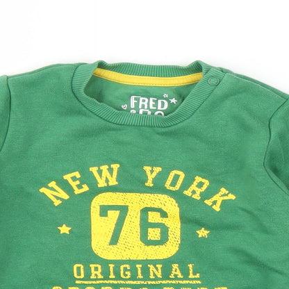 F&F Boys Green   Pullover Jumper Size 6-9 Months