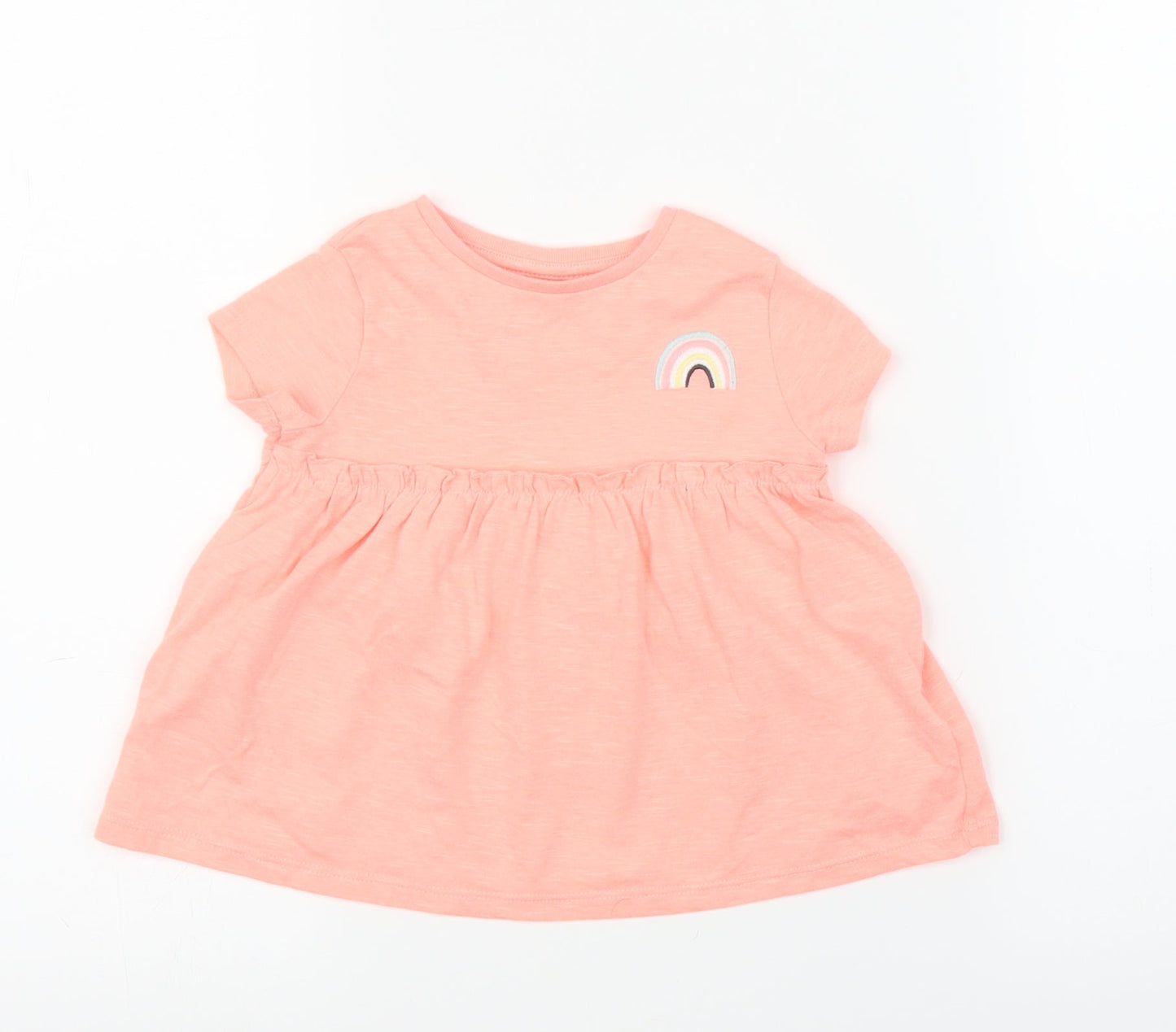 F&F Girls Pink   Basic T-Shirt Size 12 Months  - Rainbow