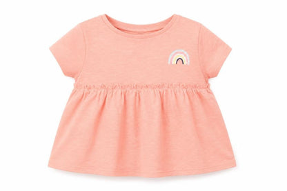 F&F Girls Pink   Basic T-Shirt Size 12 Months  - Rainbow