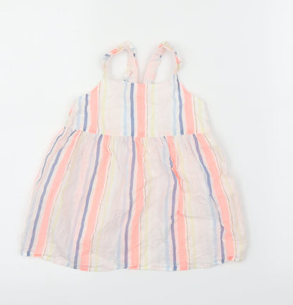 Woolies Babes Girls White Striped  A-Line  Size 12-18 Months
