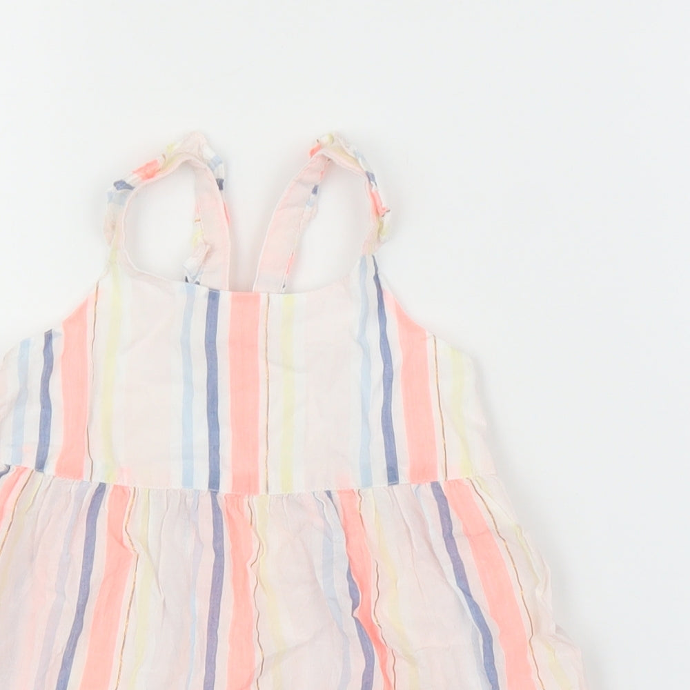Woolies Babes Girls White Striped  A-Line  Size 12-18 Months