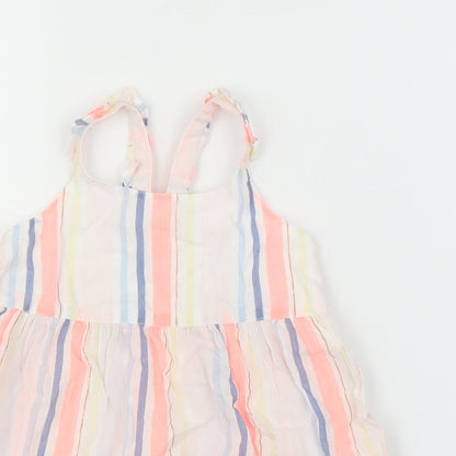 Woolies Babes Girls White Striped  A-Line  Size 12-18 Months