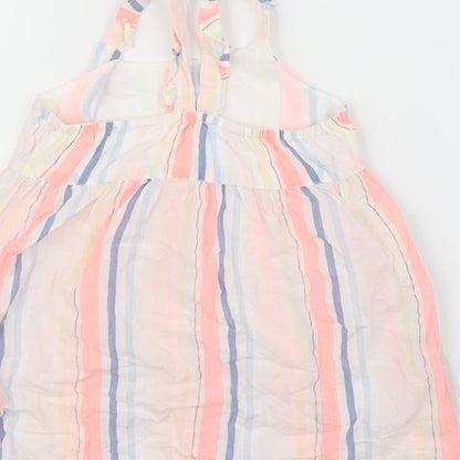 Woolies Babes Girls White Striped  A-Line  Size 12-18 Months