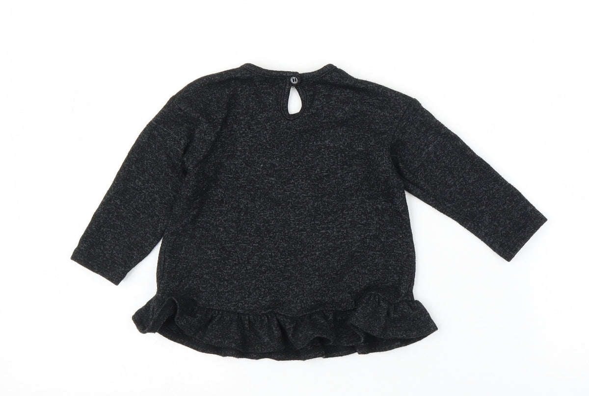 George Girls Grey   Basic T-Shirt Size 9-12 Months