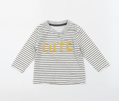 Matalan Baby White Striped  Basic T-Shirt Size 3-6 Months