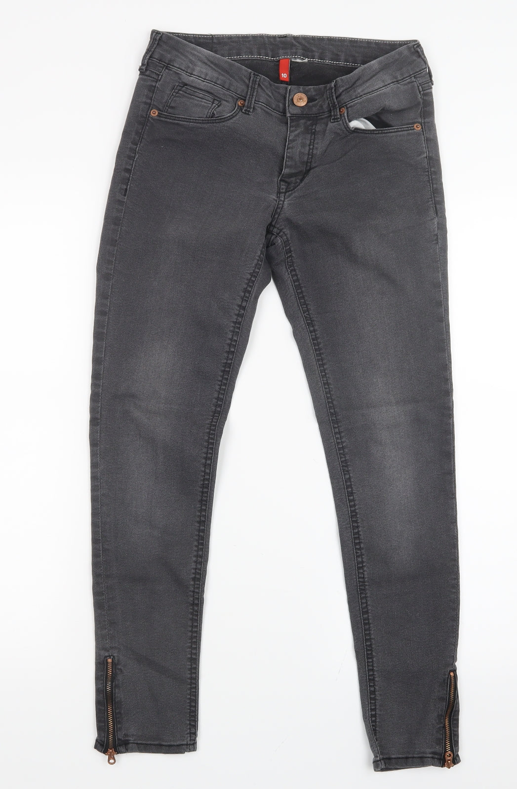 Womens UK Size 10 H&M Regular Fit Straight Black Jeans