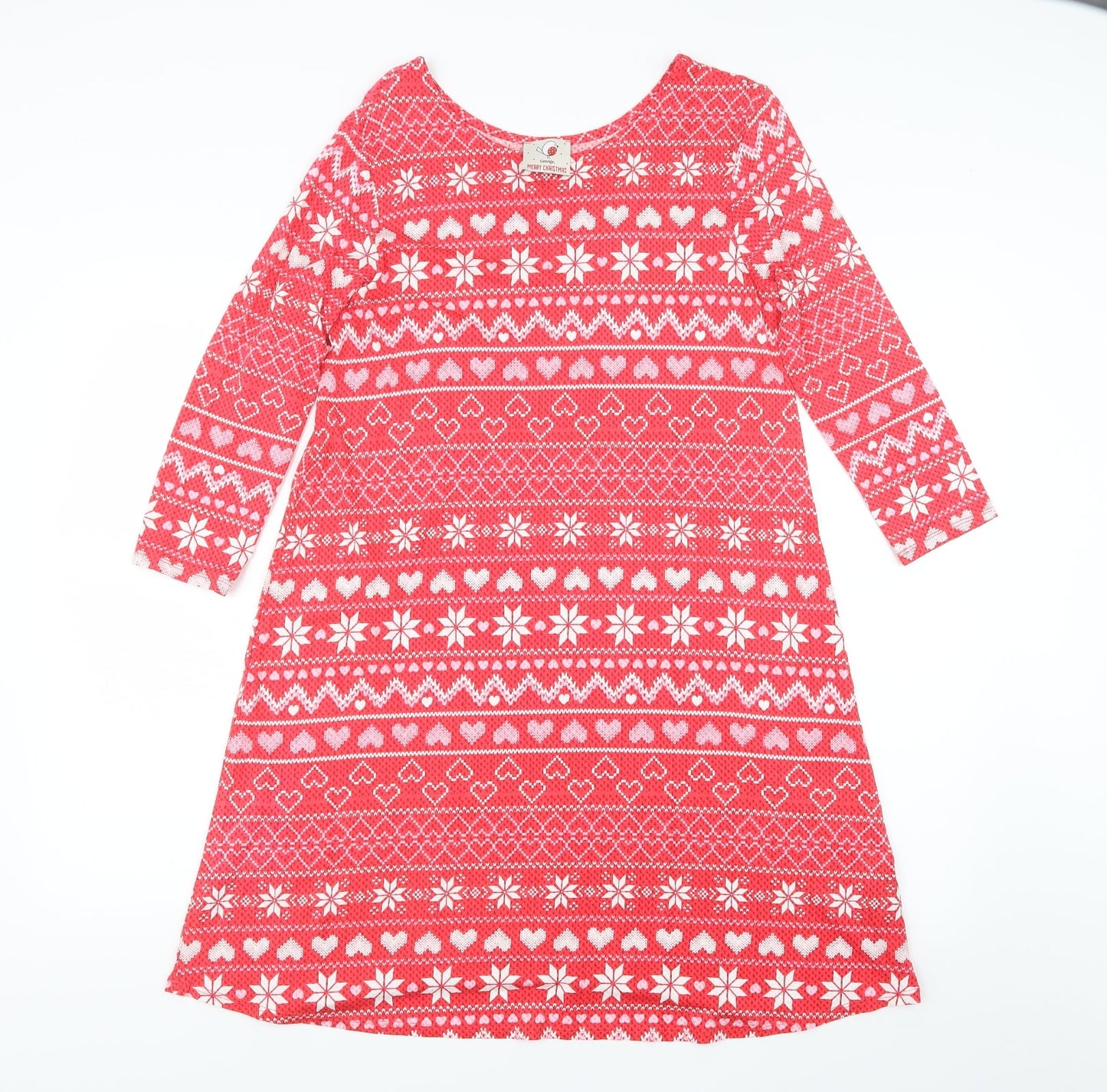 George Womens Red Geometric  Basic T-Shirt Size S