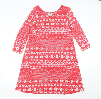 George Womens Red Geometric  Basic T-Shirt Size S