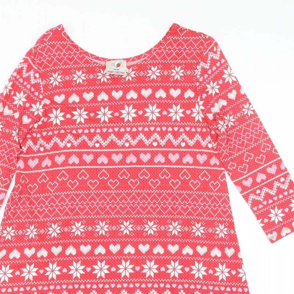 George Womens Red Geometric  Basic T-Shirt Size S