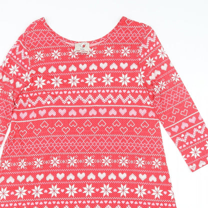 George Womens Red Geometric  Basic T-Shirt Size S