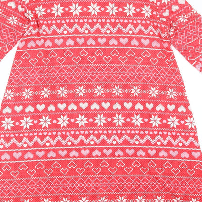 George Womens Red Geometric  Basic T-Shirt Size S