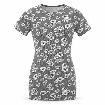 Mezzo Womens Black Floral  Basic T-Shirt Size 12  - Long