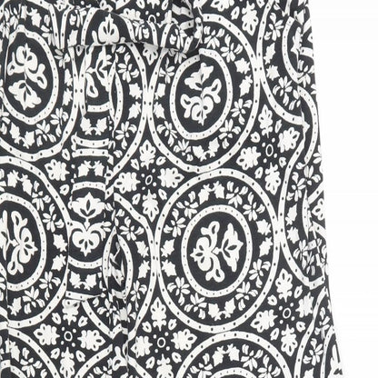 Label Be Womens Black Geometric  Trousers  Size 10 L29 in