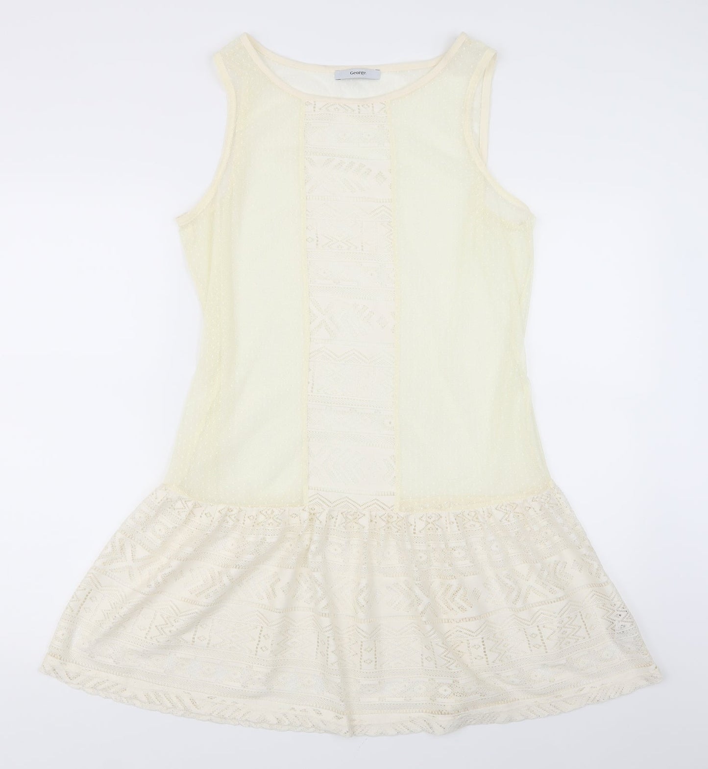 George Womens Ivory   Basic T-Shirt Size 12  - Long