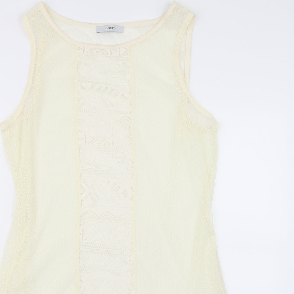 George Womens Ivory   Basic T-Shirt Size 12  - Long