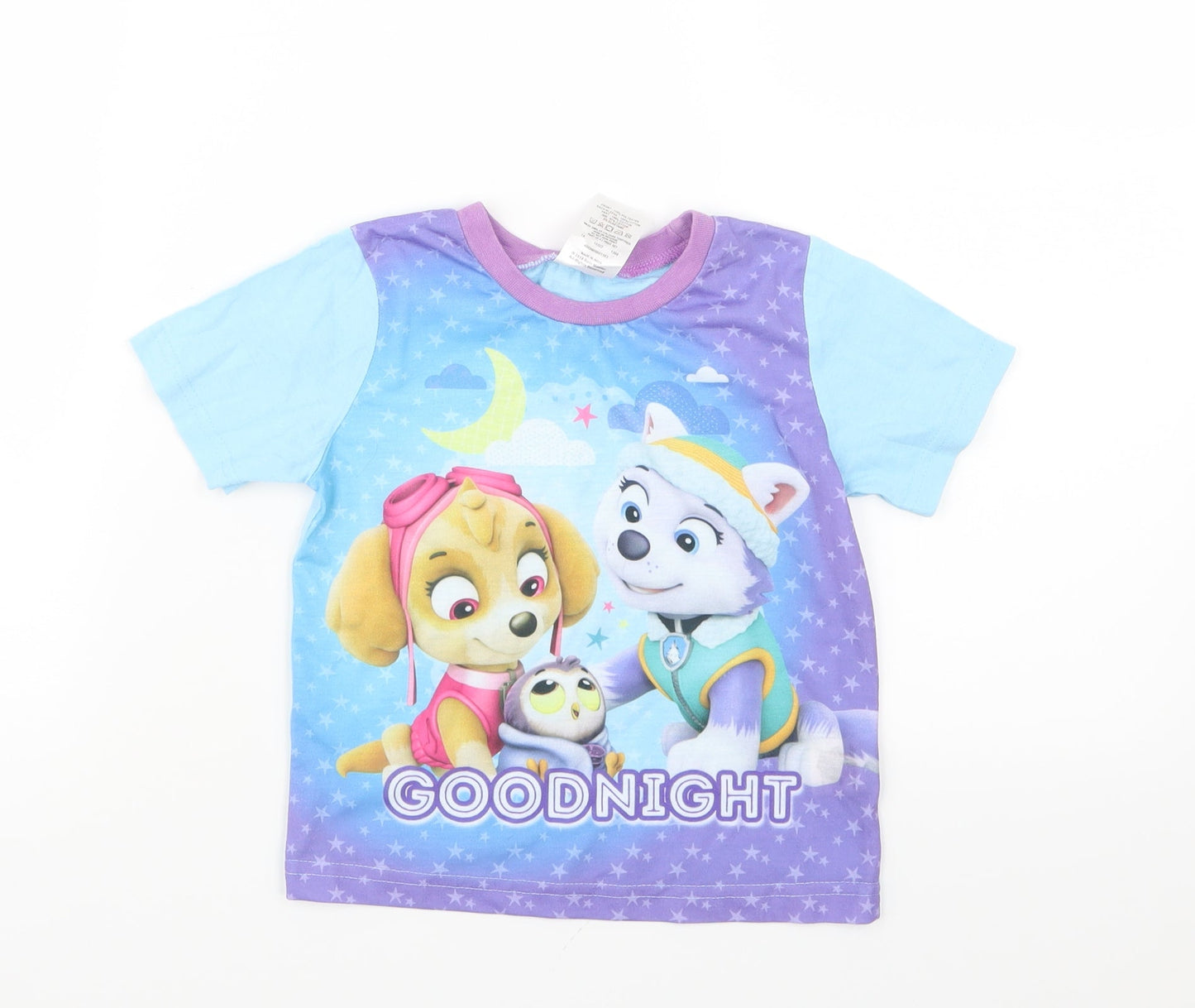 Nickelodeon Girls Blue Geometric  Top Pyjama Top Size 2-3 Years  - Paw Patrol