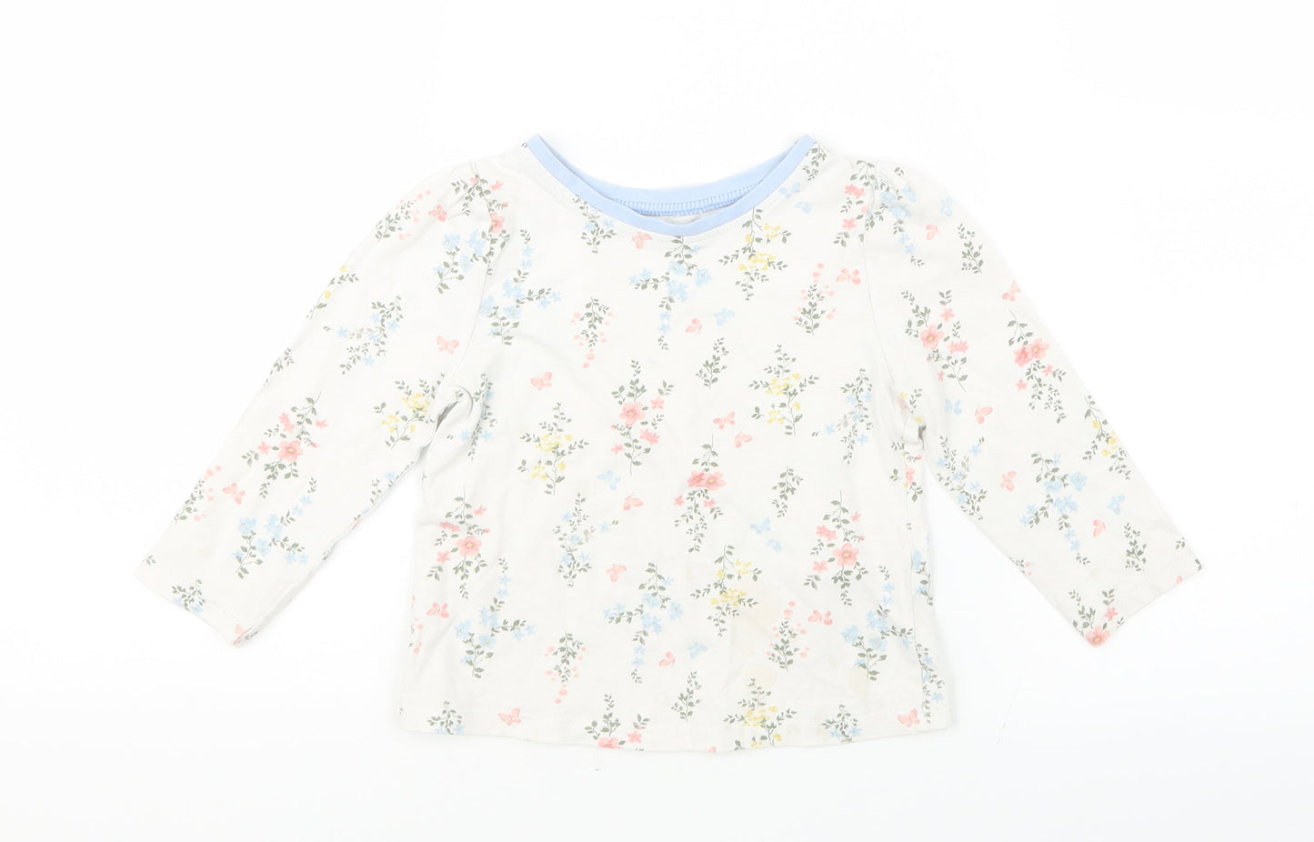 George Girls White Floral  Basic T-Shirt Size 18-24 Months
