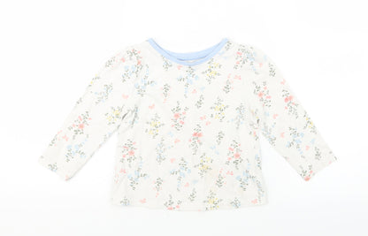 George Girls White Floral  Basic T-Shirt Size 18-24 Months