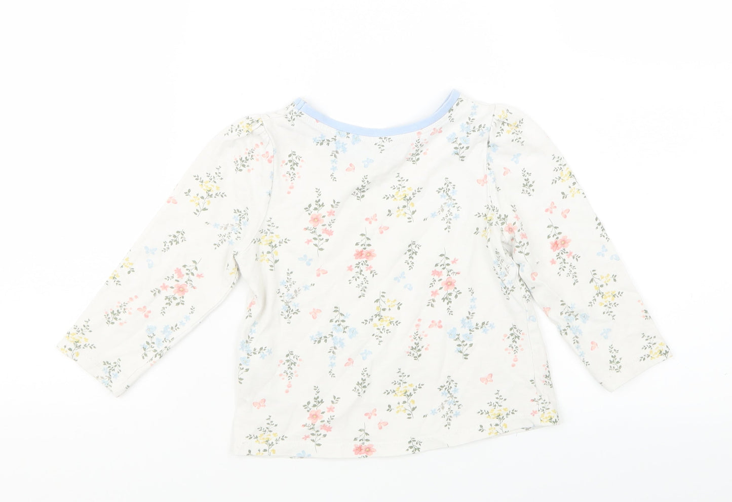 George Girls White Floral  Basic T-Shirt Size 18-24 Months