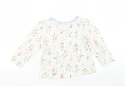 George Girls White Floral  Basic T-Shirt Size 18-24 Months