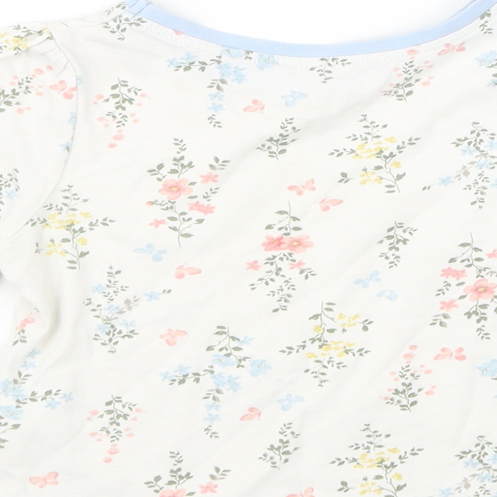 George Girls White Floral  Basic T-Shirt Size 18-24 Months